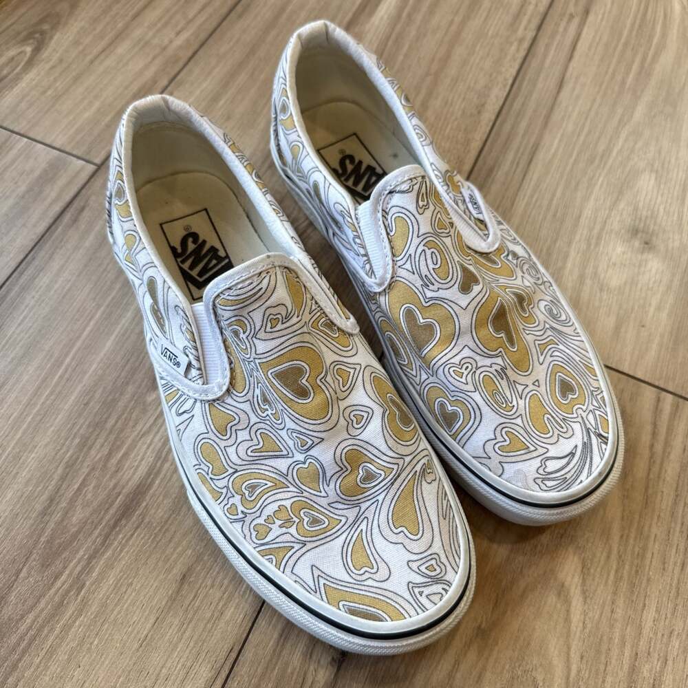 Vans Classic Slip On Trippy Hearts Women's 8 Men's 6.5 Hippie Classic Skater